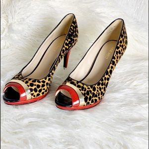 Nine West Animal Print peep toe heels Sz 81/2